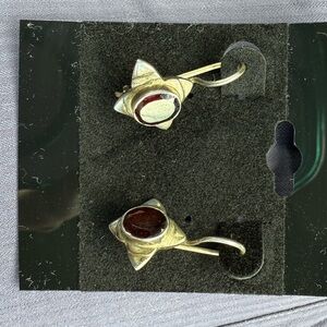 Vintage Silver Earrings with Garnet Gemstone